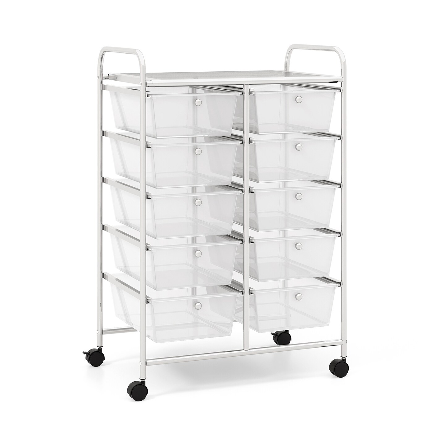 Metal 10-Drawer Rolling Storage Cart with Lockable Wheels
