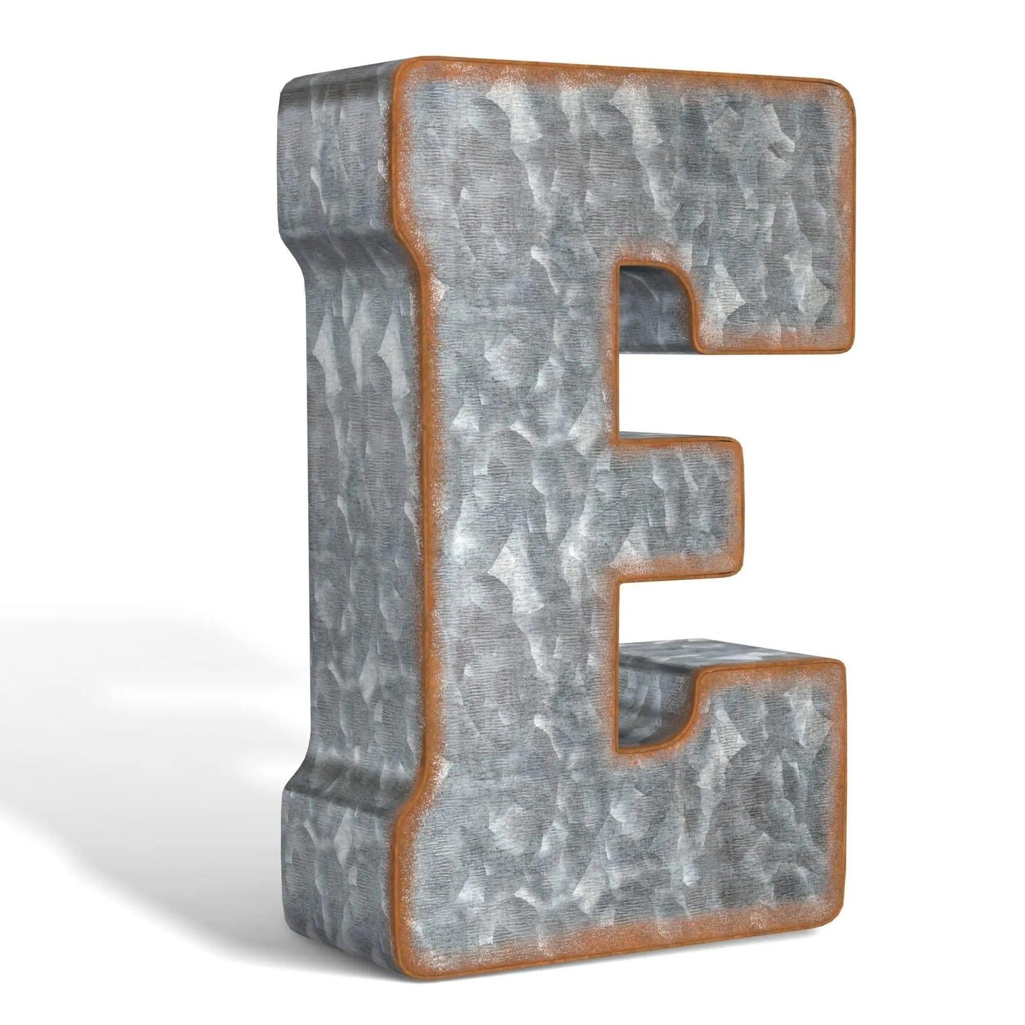 Galvanized Metal Letters for Wall Decor   3D Letter E for Hanging or Freestanding   Unique Blend of Rustic Vintage Western and Industrial Styles   Fits for Living Room Lobby Kitchen Bedroom Decoration