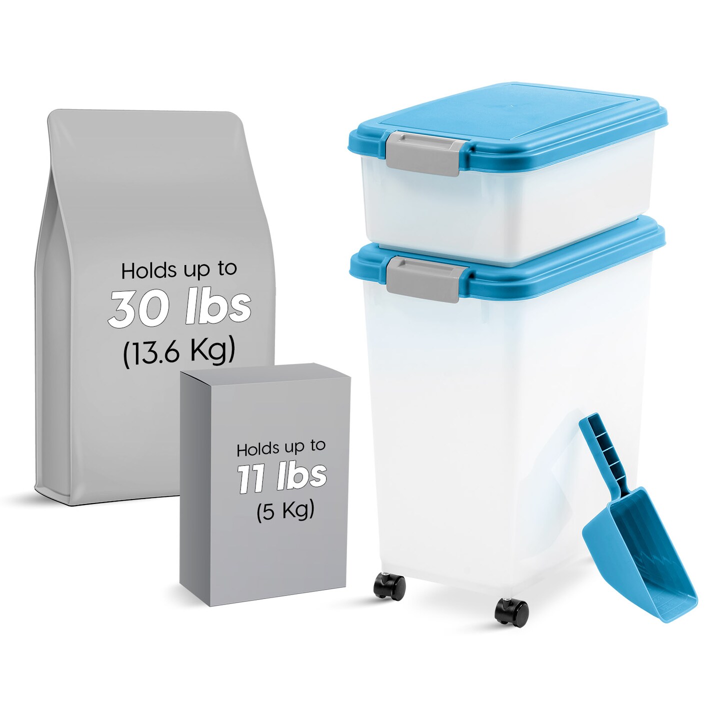 Pet food bins and scoop best sale