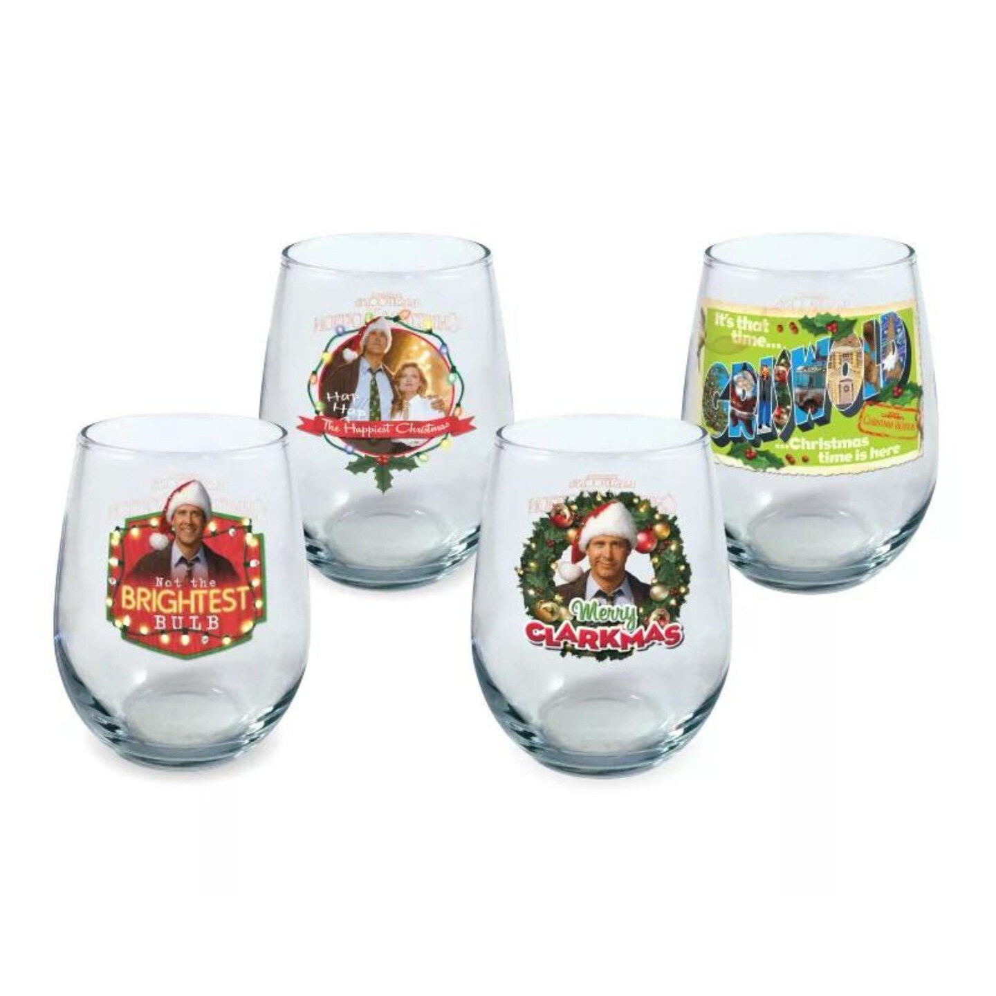National Lampoon&#x27;s Christmas Vacation Merry Clarkmas 21oz Stemless Glass 4-Pack