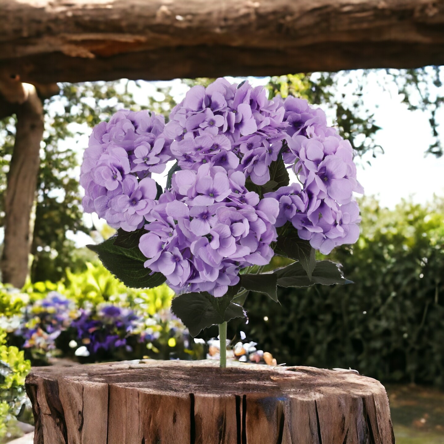 20" Hydrangea Bush - 7 Silk Flowers with Lifelike Leaves, Artificial Greenery, Perfect for Home, Office & Wedding Décor - Spring & Year-Round Accent, Floral Home by Artificial Flowers