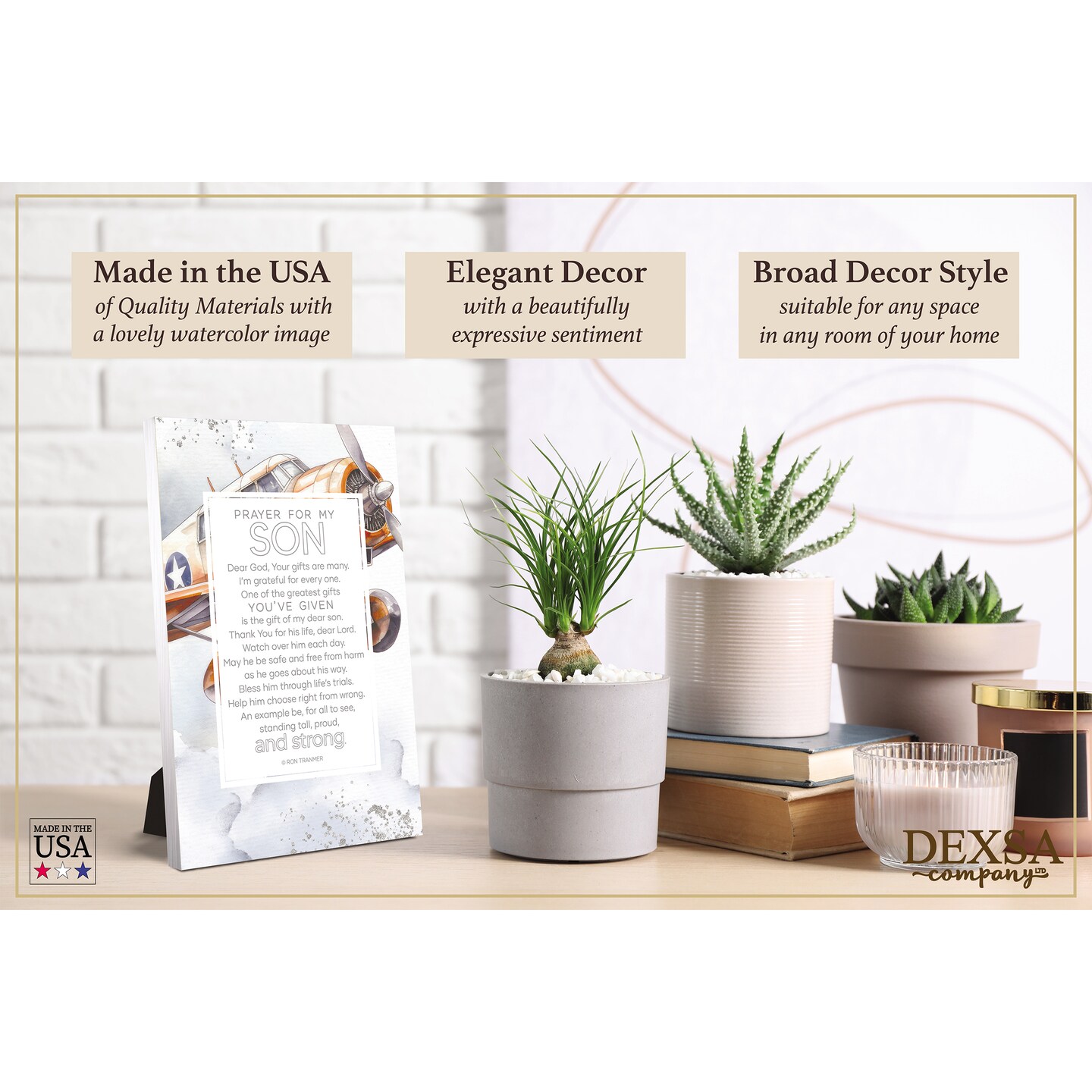 Prayer For My Son Wood Plaque with Easel and Hook Wall Tabletop Art - 6 inches x 9 inches