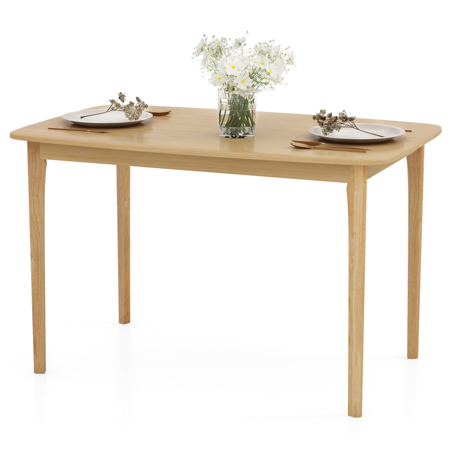 Solid Wood Dining Table With Rubber Wood Supporting Legs For Kitchen Dining Room