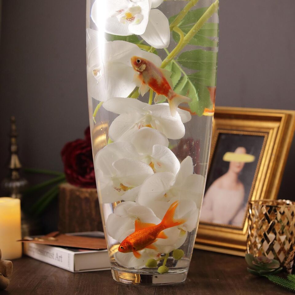 31-Inch tall Clear Cylindrical Glass Vase