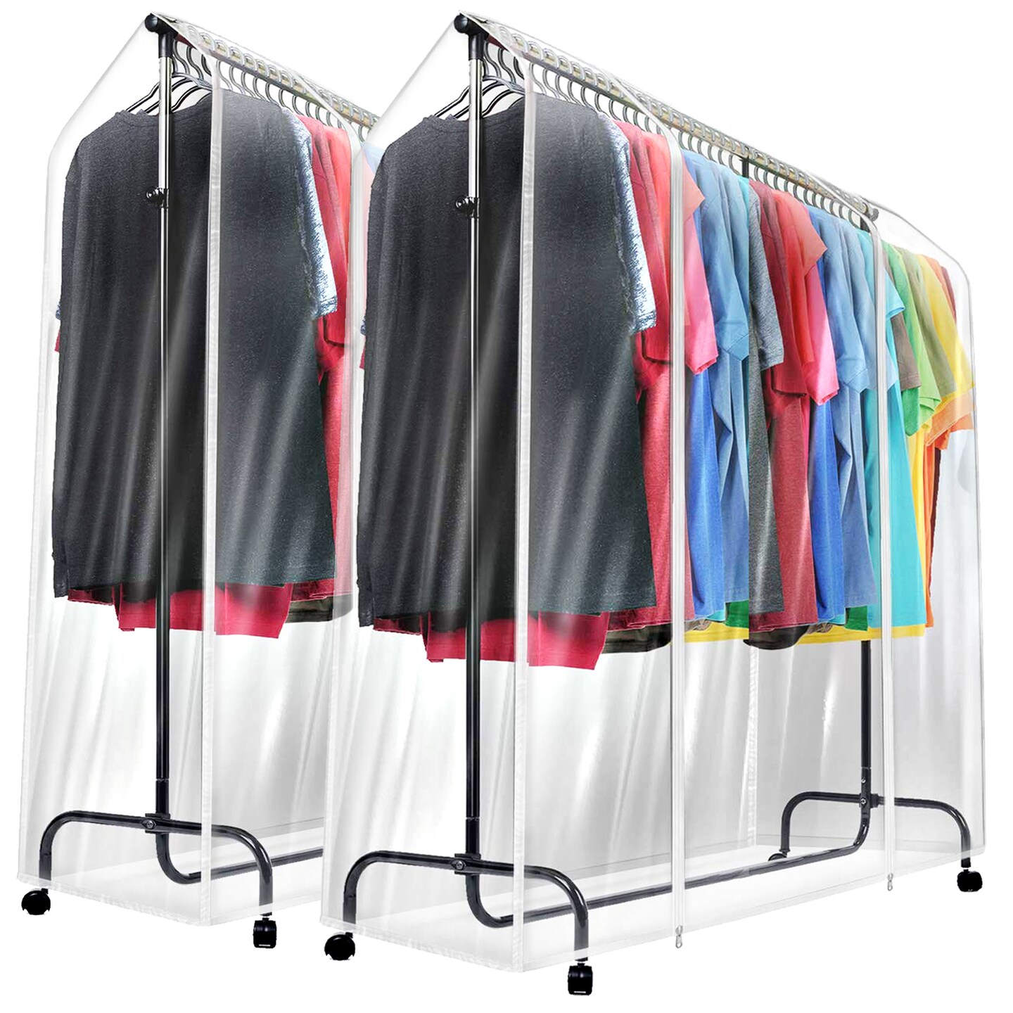 Sorbus (2 Pack) 6 ft Clear Garment Rack Cover - Garment Coat Hanger Protector Clothing Storage for Dresses, Suits, Coats, and more