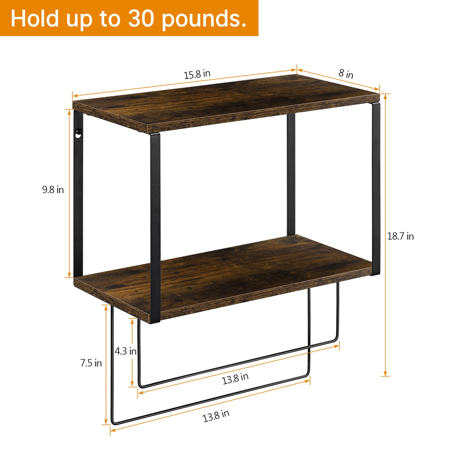 2-Tier Storage Rack, Two Iron Wire Towel Bars