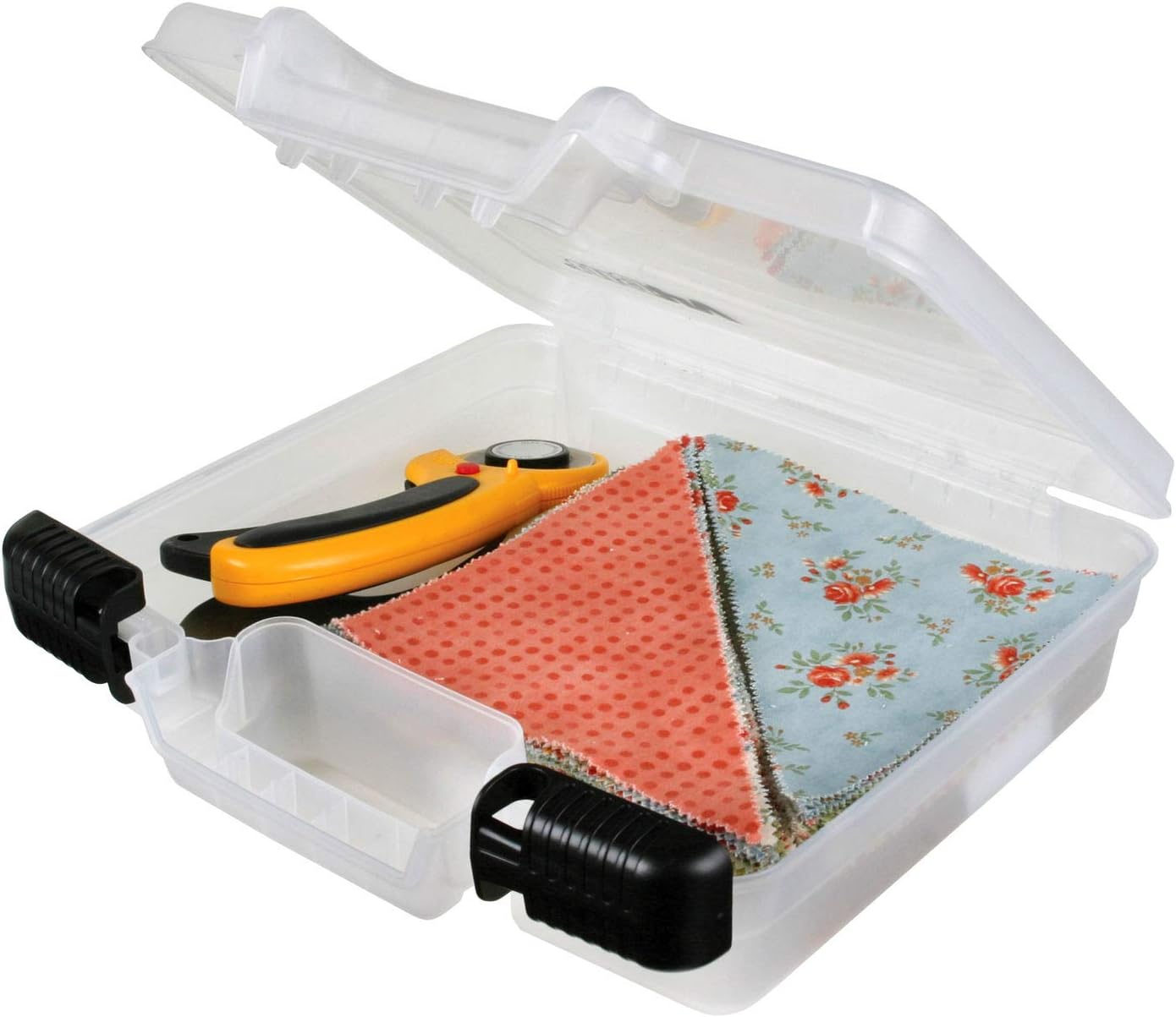 10 inch Quick View Deep Base Carrying Case, Portable Art &#x26; Craft Organizer with Handle, [1] Plastic Storage Case, Translucent