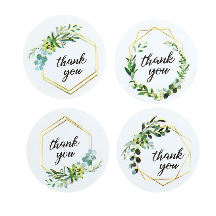 500 White 1.5in Round Self Adhesive STICKERS Greenery Frame