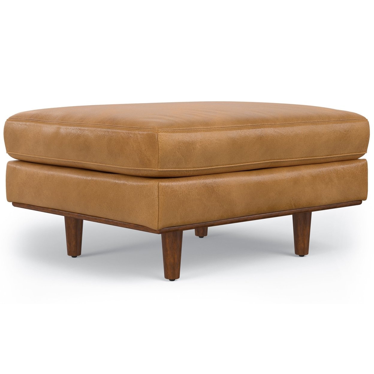 Morrison Ottoman Genuine Top Grain Leather Footrest Accent Coffee Table Brown