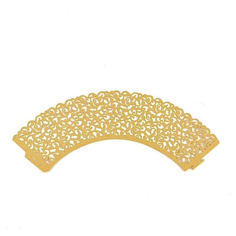 25 GOLD Laser Cut Lace Paper Cupcake Liners Muffin WARAPPERS
