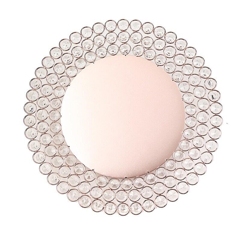 4 pcs 14-Inch Round Metal Charger Plates Crystal Beads