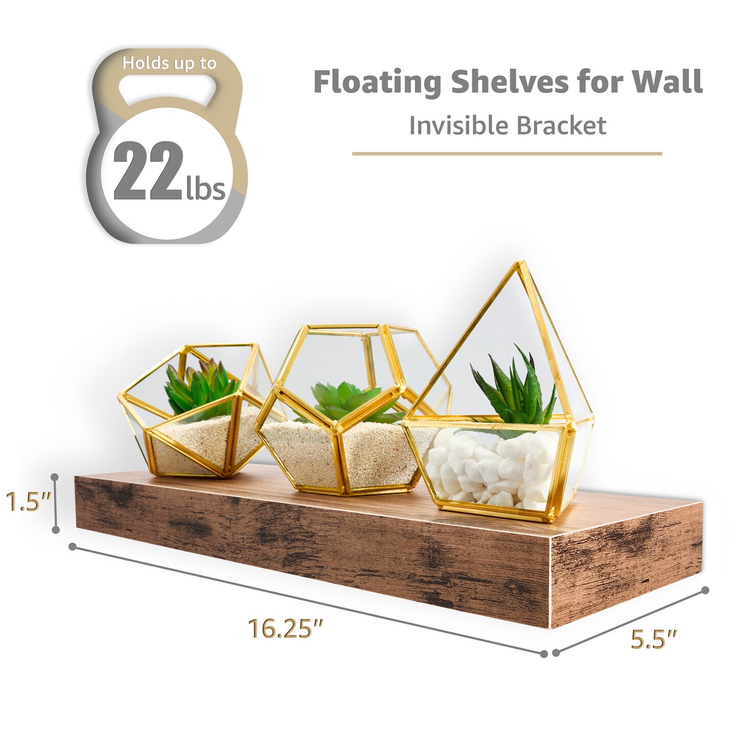 Sorbus 4 Pack Wall Mounted Floating Shelves - for storage and displaying showpieces, home decor items, and other prized possessions