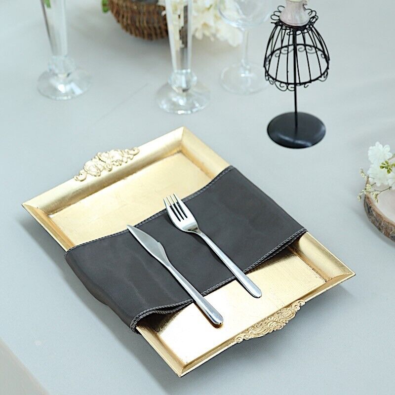 24 GOLD 14&#x22; SERVING TRAYS Rectangular Embossed Rim