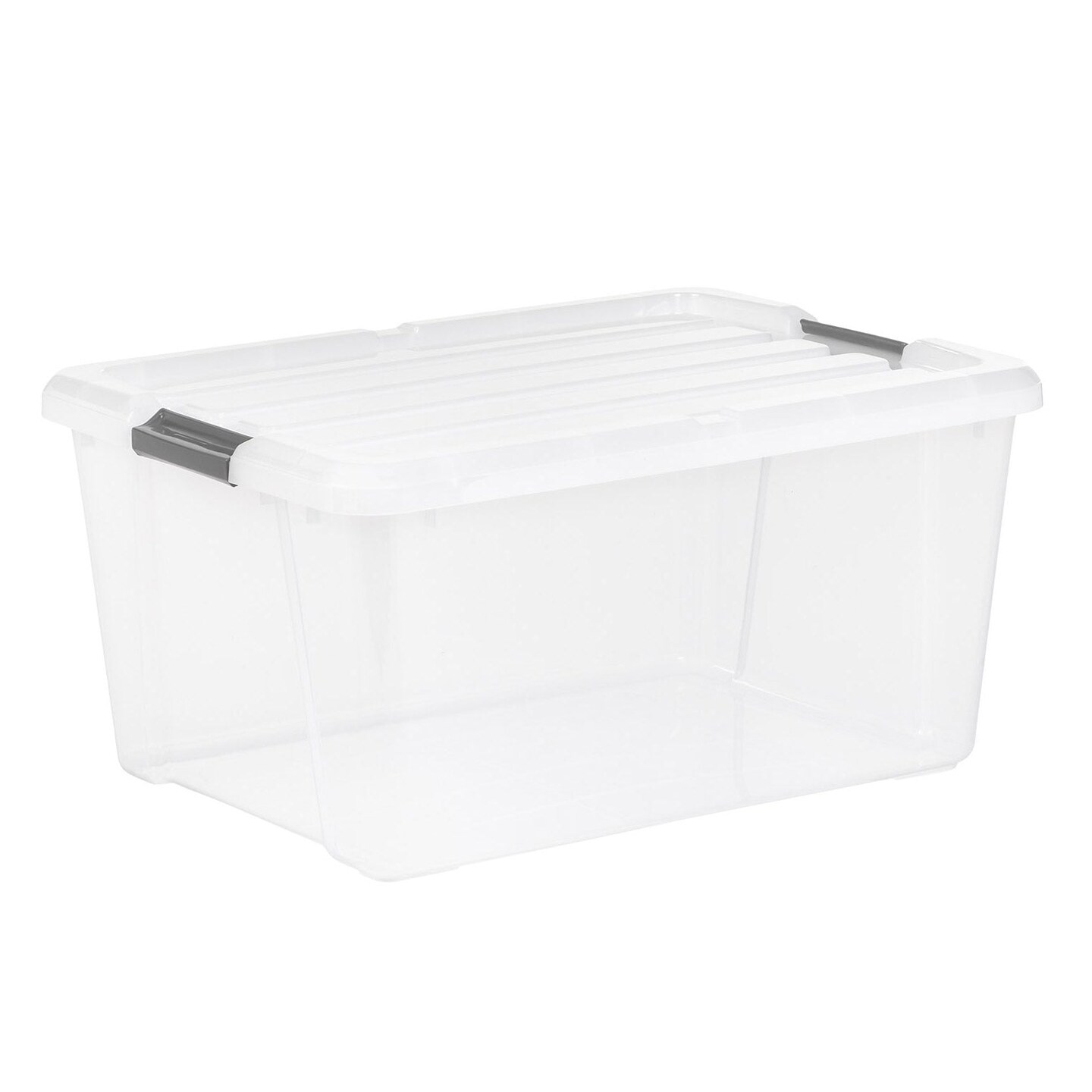 IRIS 45QT Clear Storage Bin with Buckles, 6-Pack