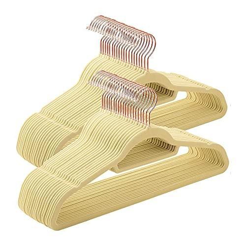 Beige Velvet Hangers 17.5 . Pack of 5 Thin Hangers Non Slip Velvet for Any Clothing Style. Sturdy & Heavy Duty Velvet Hanger 17.5 Inch Size. Portable Adult Velvet Clothes Hangers