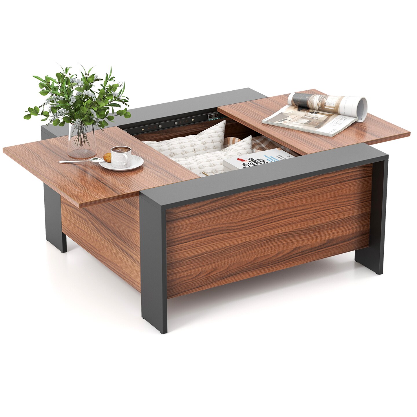 Coffee Table With Sliding Top And Hidden Compartment