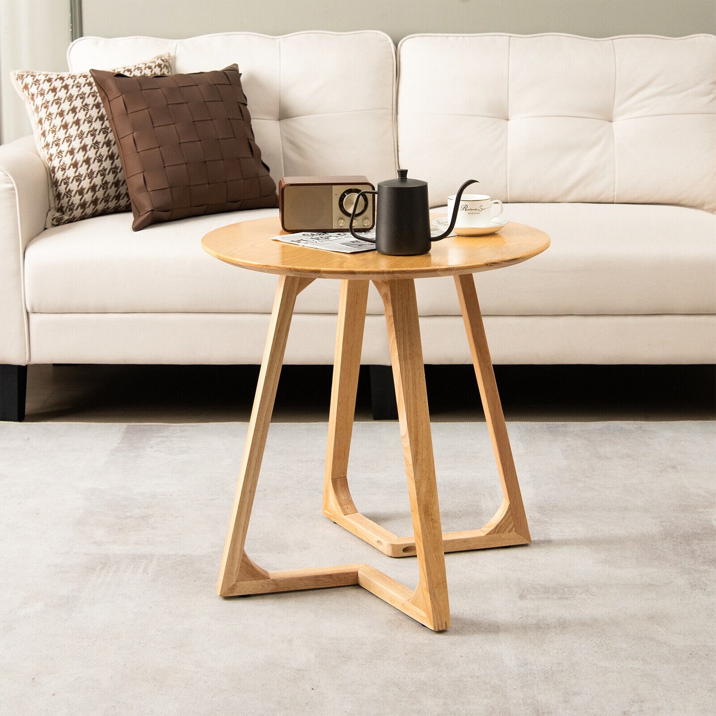 Round End Table With Adjustable Foot Pads