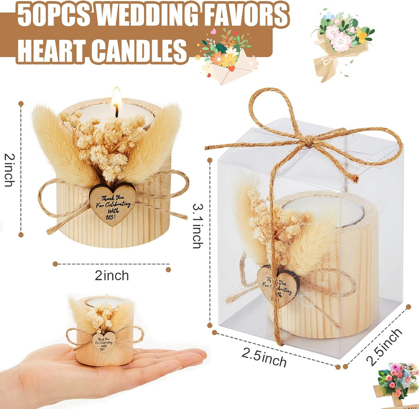 50-Pieces Rustic Wedding Candle Holders