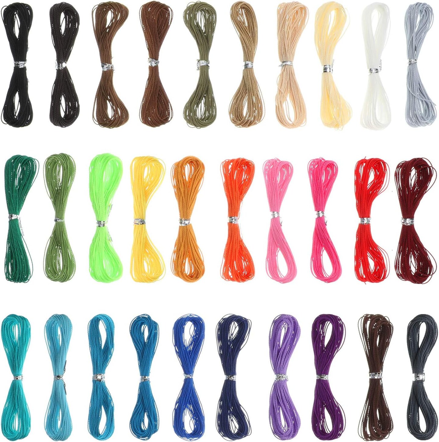 30 Colors 1mm Waxed Cord Beading Thread for DIY Macrame Necklace Bracelet Jewelry Making String, 10m Each Color