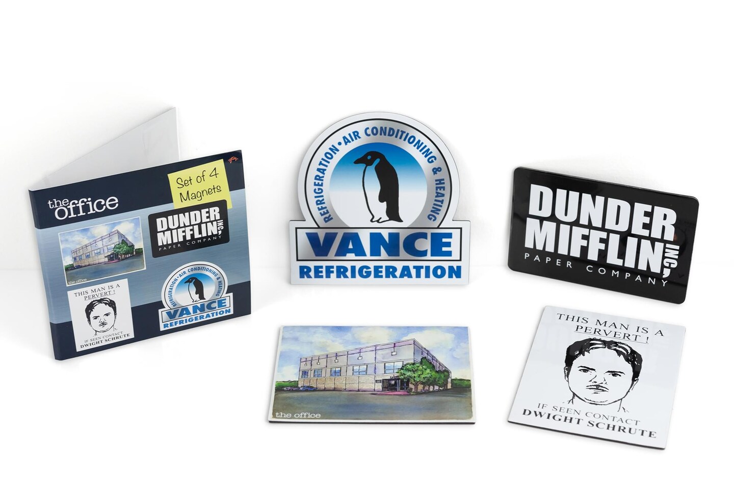 The Office Fridge Magnet Set - 4pcs Cool 4x3 Inches Flat Refrigerator Magnets