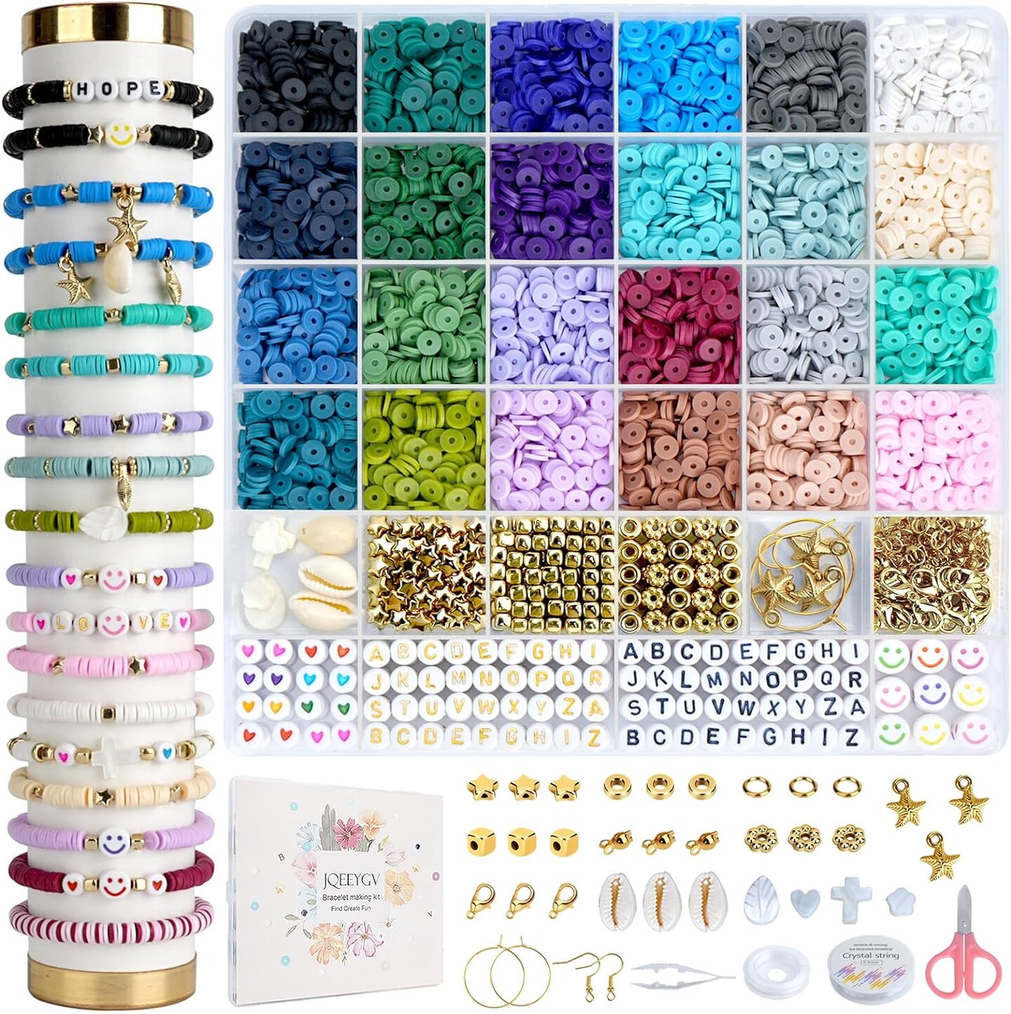 5500pcs Clay Beads Bracelet Making Kit 24 Colors Friendship Bracelet ...