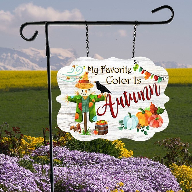 Pumpkin Garden Flag, Garden Flag ACM Metal, Yard Art, store Personalized Garden Flag, Monogram Garden Sign, With Holder Entire set up