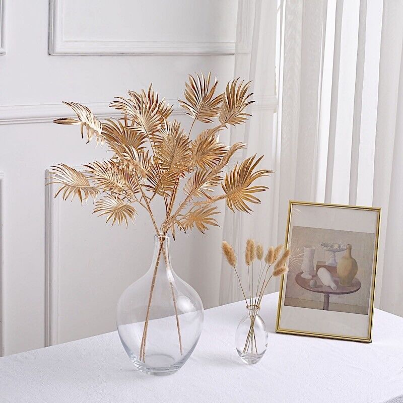 GOLD 3 Metallic 24&#x22; Artificial Palm Leaves BRANCHES