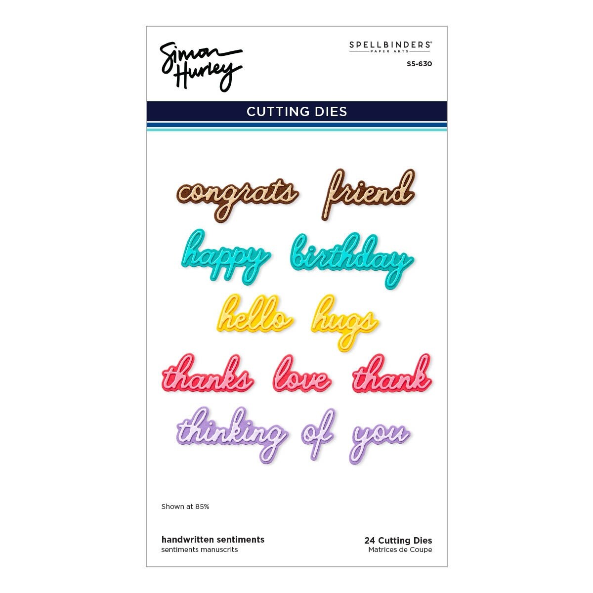 Spellbinders Etched Dies By Simon Hurley-Handwritten Sentiments, Tulip Garden