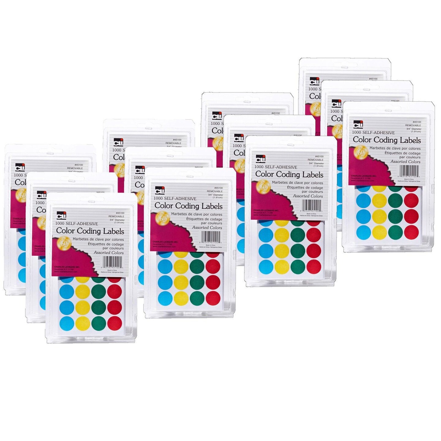 Self-Adhesive Color-Coding Labels, Assorted Colors, 1000 Per Pack, 12 ...
