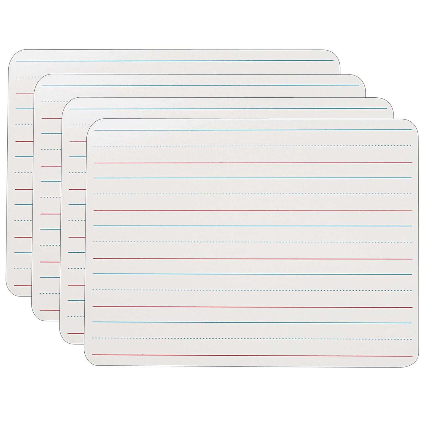Two-Sided Dry Erase Board, Plain/Ruled, 9&#x22; x 12&#x22;, Pack of 4