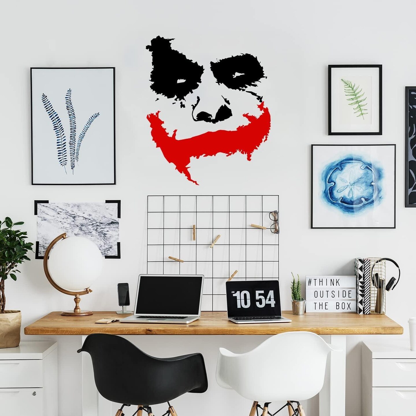 Slaf Ltd. Vinyl Wall Decal Scary Joker Face Why So Serious   Removable Die Cut Decor Self Adhesive Mural Sticker (39&#x27;&#x27; x 33&#x27;&#x27;)