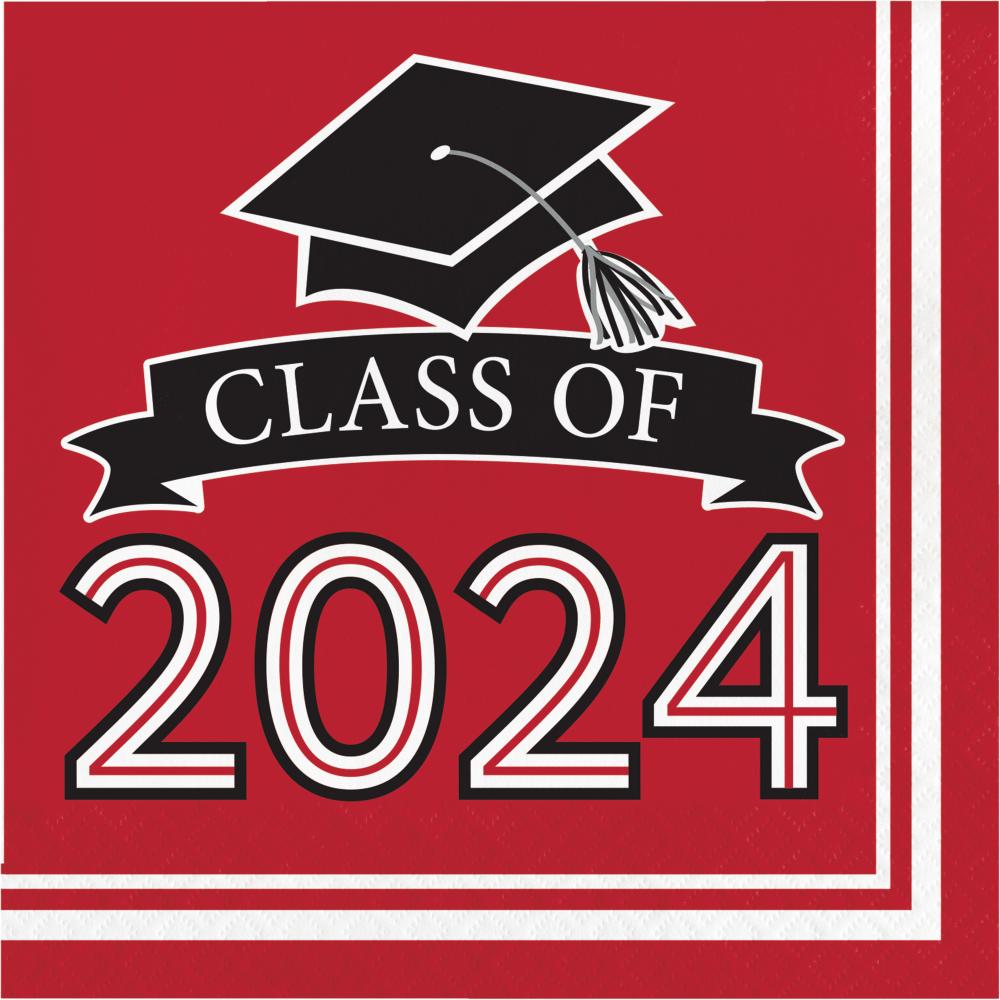 Red Graduation Class of 2024 2Ply Luncheon Napkin (36/Pkg)