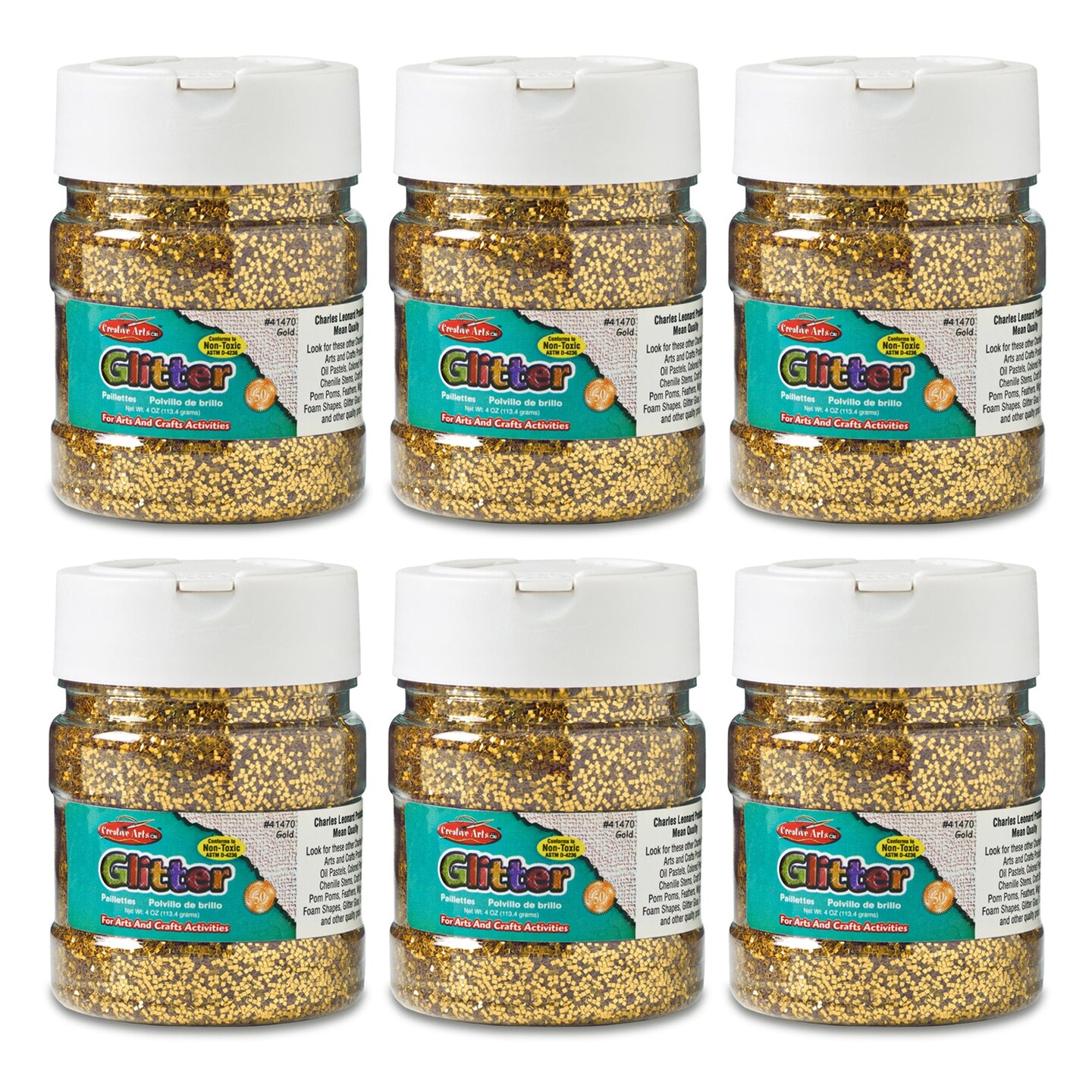 Creative Arts&#x2122; Gold Glitter 4 oz. Jar, Pack of 6