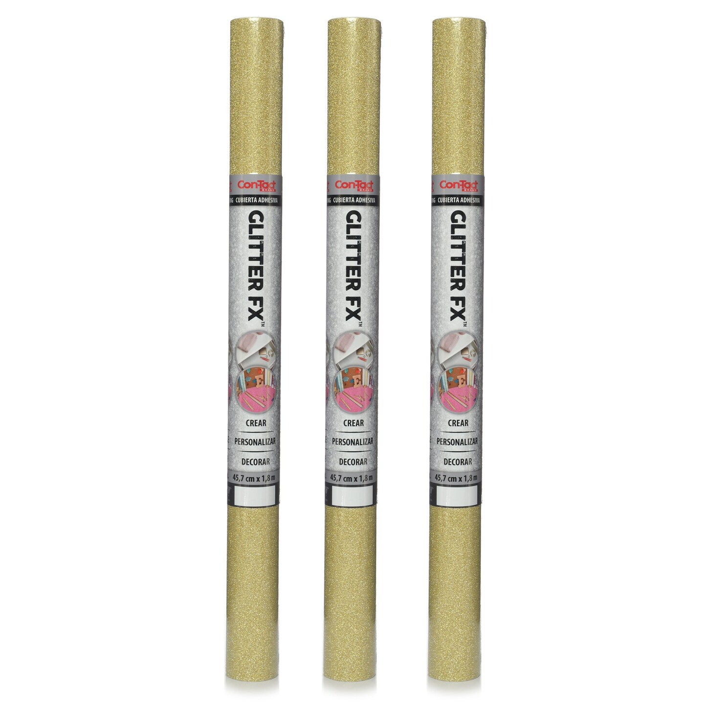 Glitter FX Gold Adhesive Liner, 18&#x22; x 6&#x27;, 3 Rolls