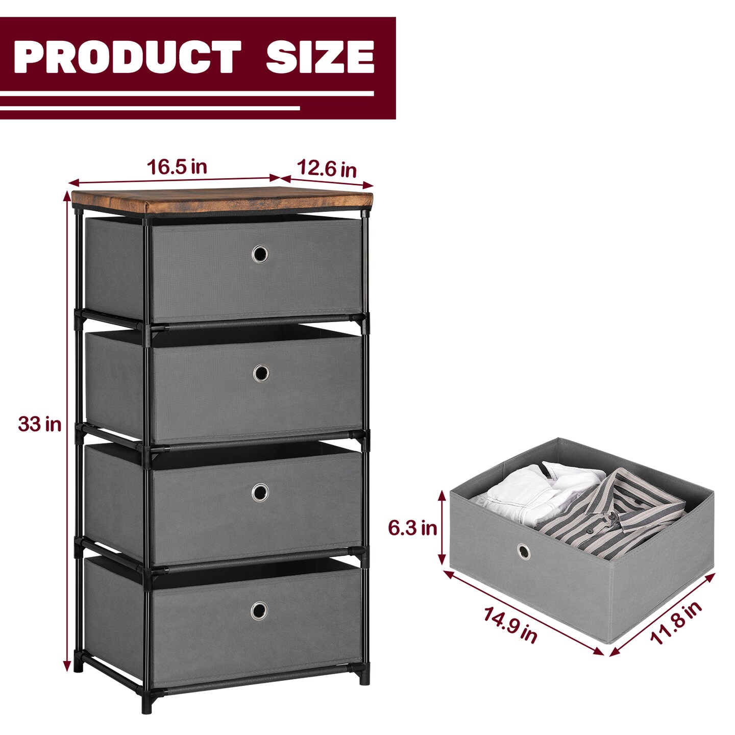 4 Drawer Dresser Fabric Storage Tower Clothes Organizer