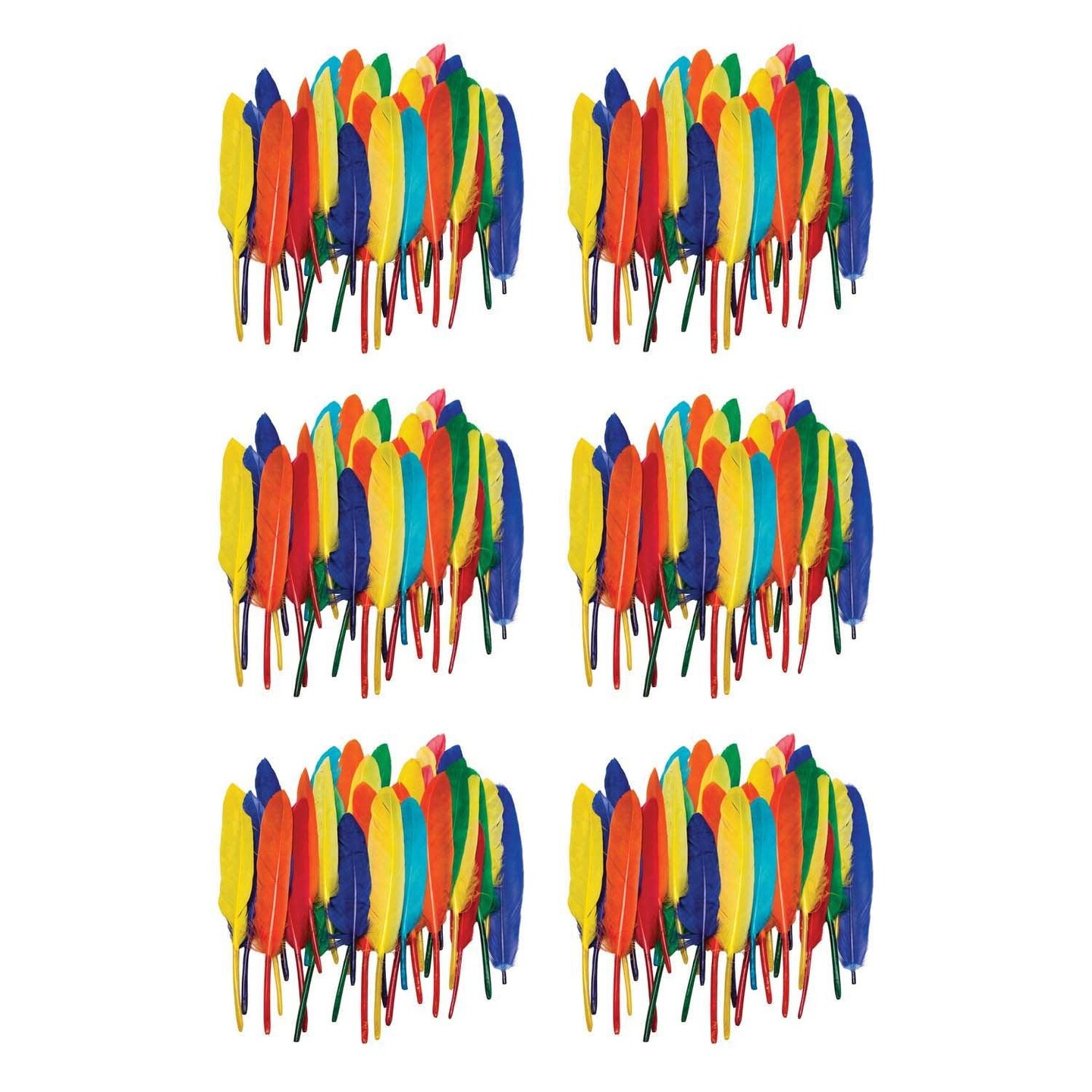 Duck Quills, Assorted Colors, 3&#x22; to 5&#x22;, 14 grams Per Pack, 6 Packs