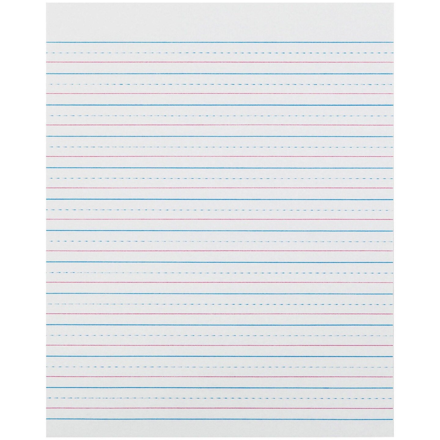 Sulphite Handwriting Paper, Dotted Midline, Grade 2, 1/2&#x22; x 1/4&#x22; x 1/4&#x22; Ruled Short, 8&#x22; x 10-1/2&#x22;, 500 Sheets Per Pack, 2 Packs