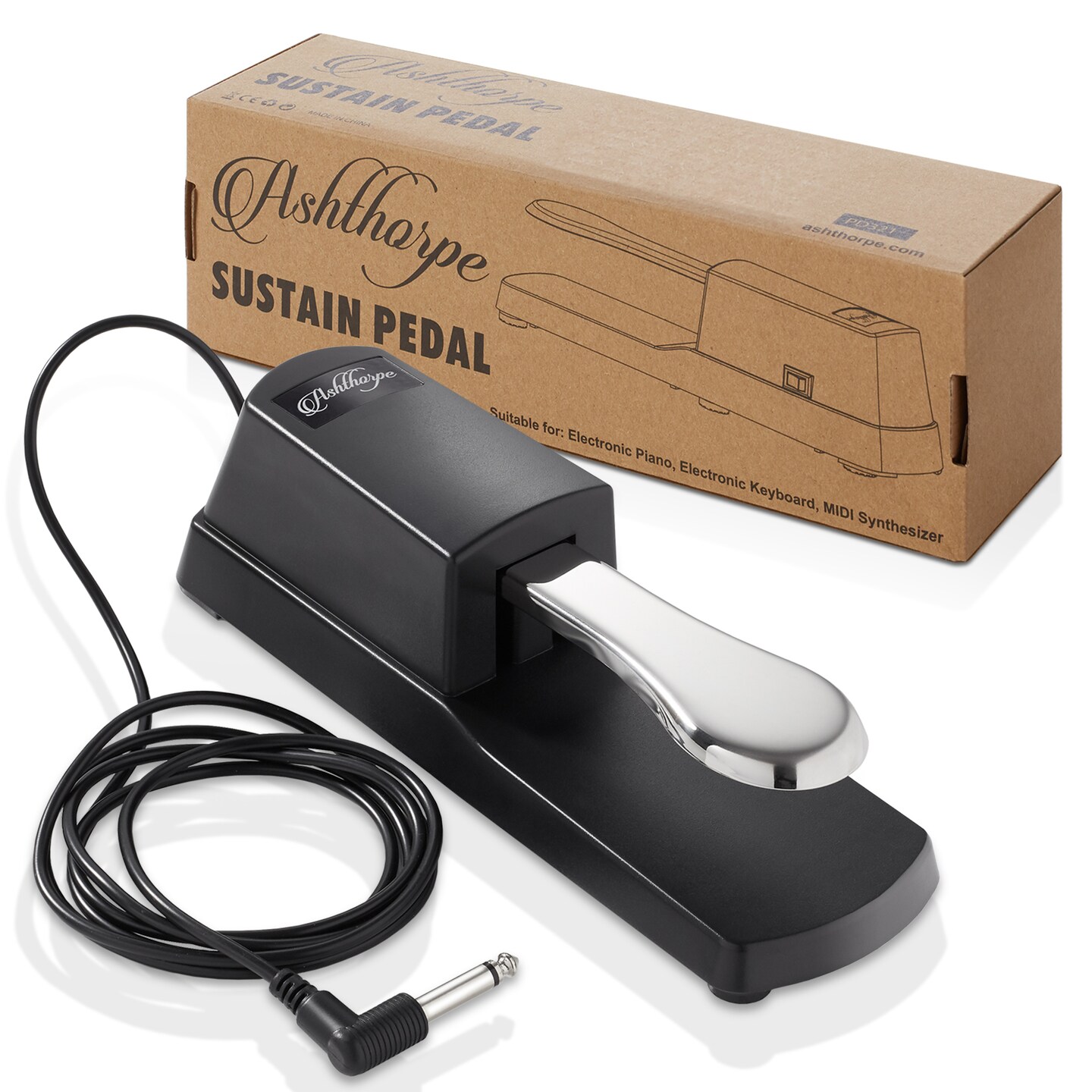 Ashthorpe Sustain Foot Pedal for Electronic Keyboard Pianos