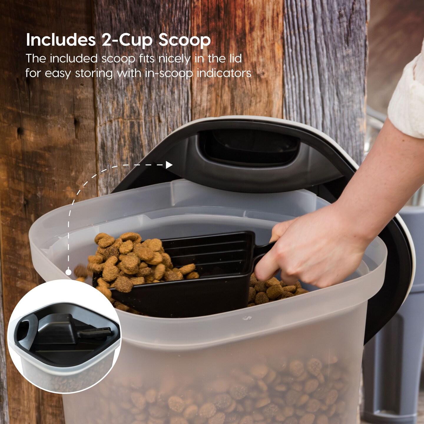 IRIS USA 25Lb/30Qt WeatherPro Airtight Pet Food Storage Container with Scoop and Casters