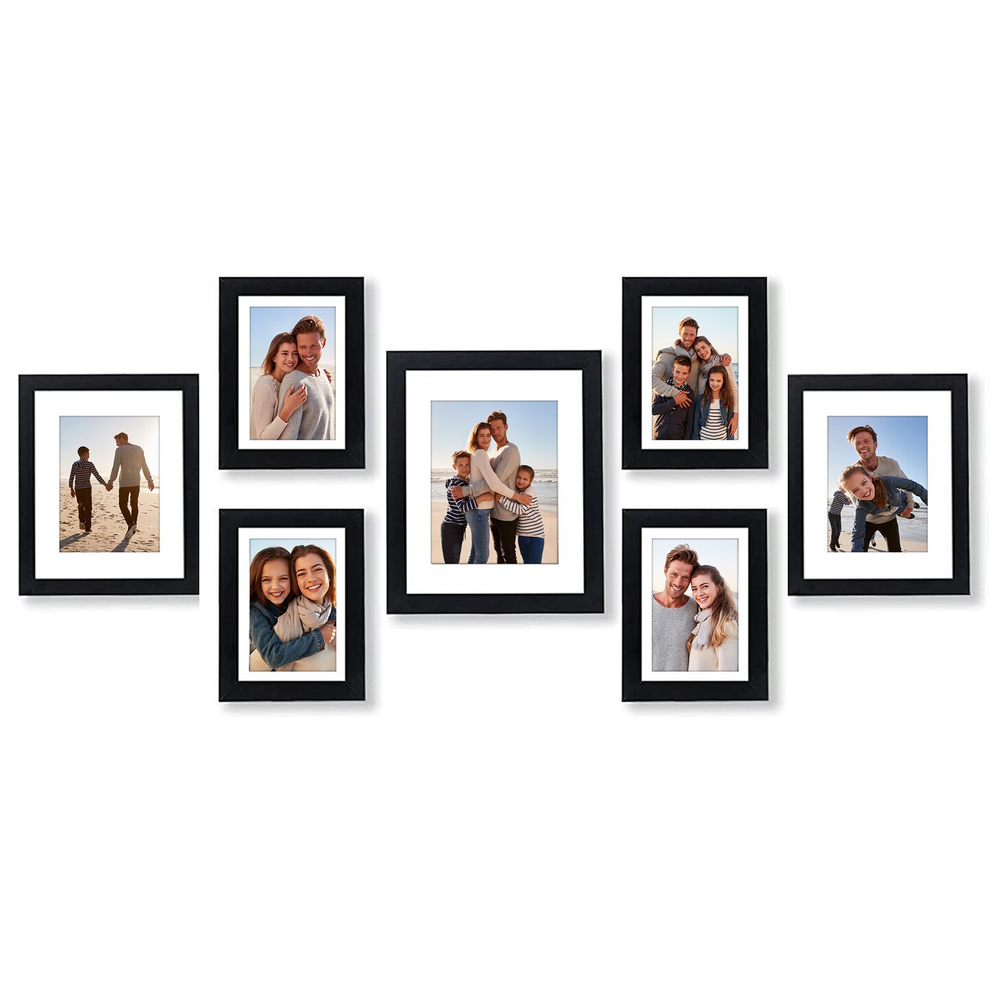 Americanflat 11x14 (1), 8x10 (2), 5x7 (4) Gallery Wall Frame Set - Set of 7 - Collage Wall Art Decor - Shatter Resistant Glass - Adjustable Hanging Hardware - Includes Easels