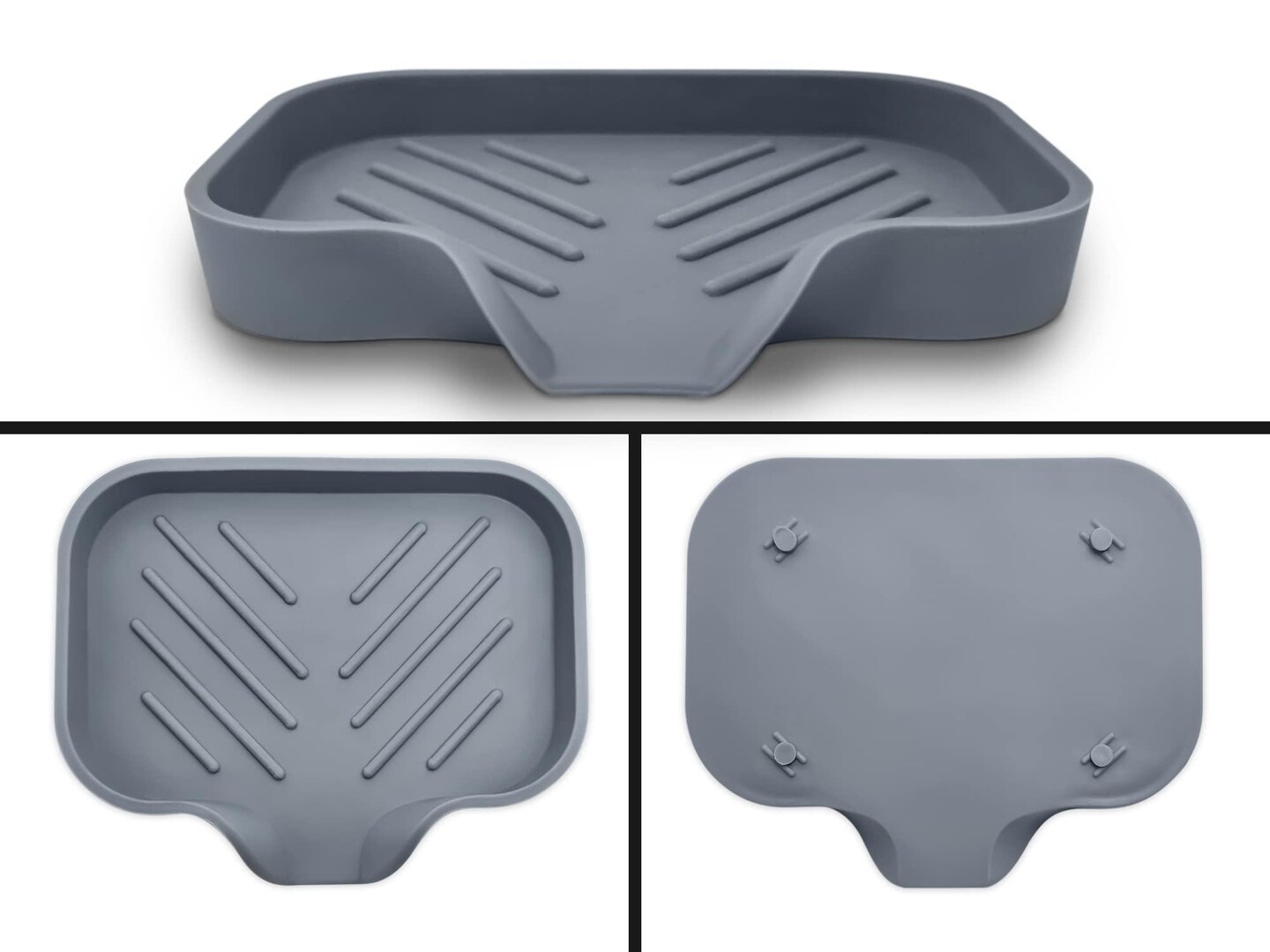 2 pcs Grey Silicone Soap Tray   Self Draining Soap Dish   Soap Holder Self Draining   Soap Dish for Bar Soap   Soap Dishes That Drain   Soap Dish for Sink   Organizer for Bathroom and Kitchen.