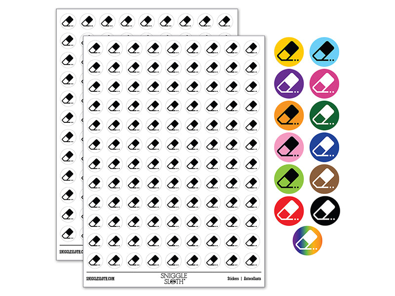 Flat Eraser Icon Homework School 200+ 0.50&#x22; Round Stickers