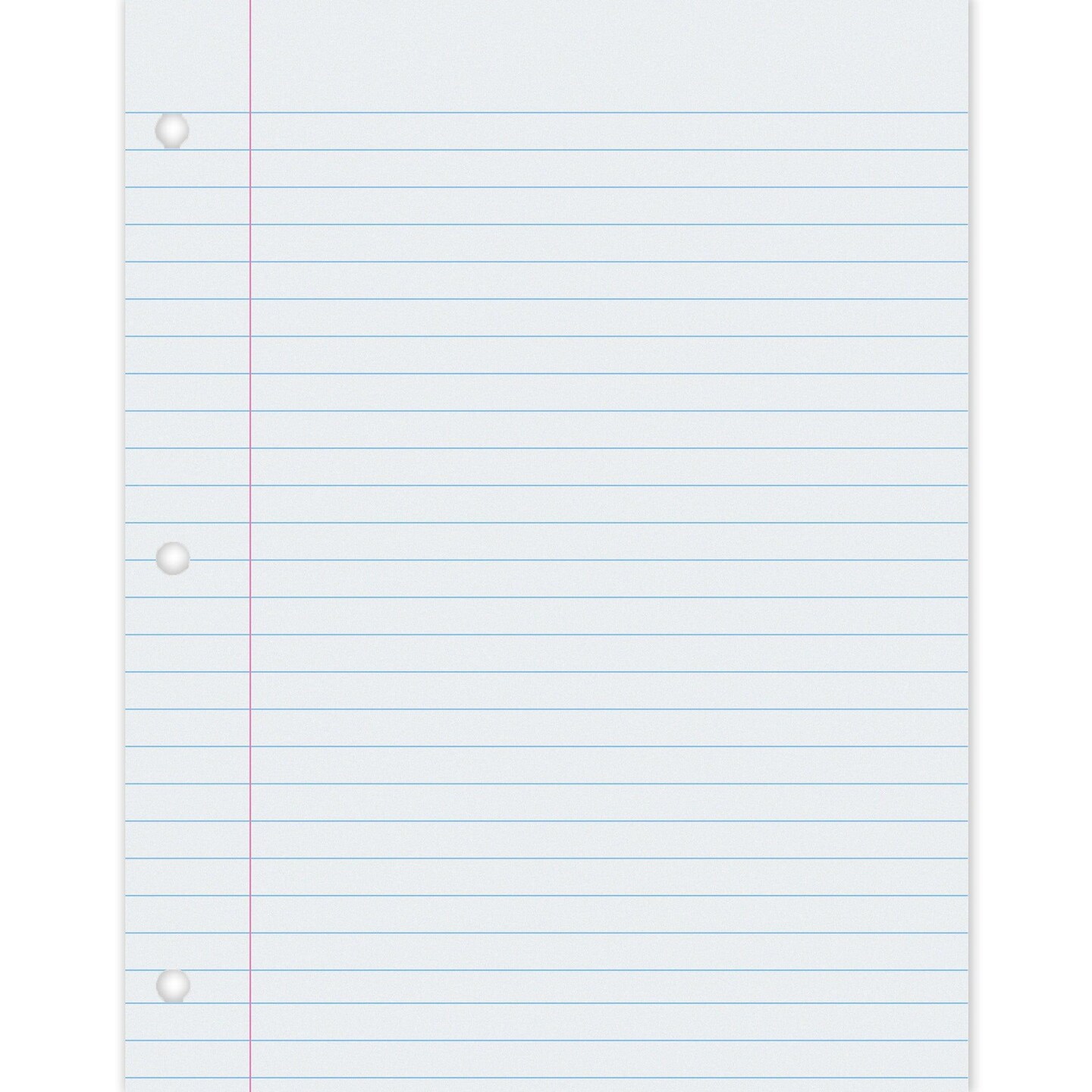 Composition Paper, White, 3-Hole Punched, Red Margin, 0.375" Ruled, 8-1/2" x 11", 500 Sheets Per Pack, 2 Packs