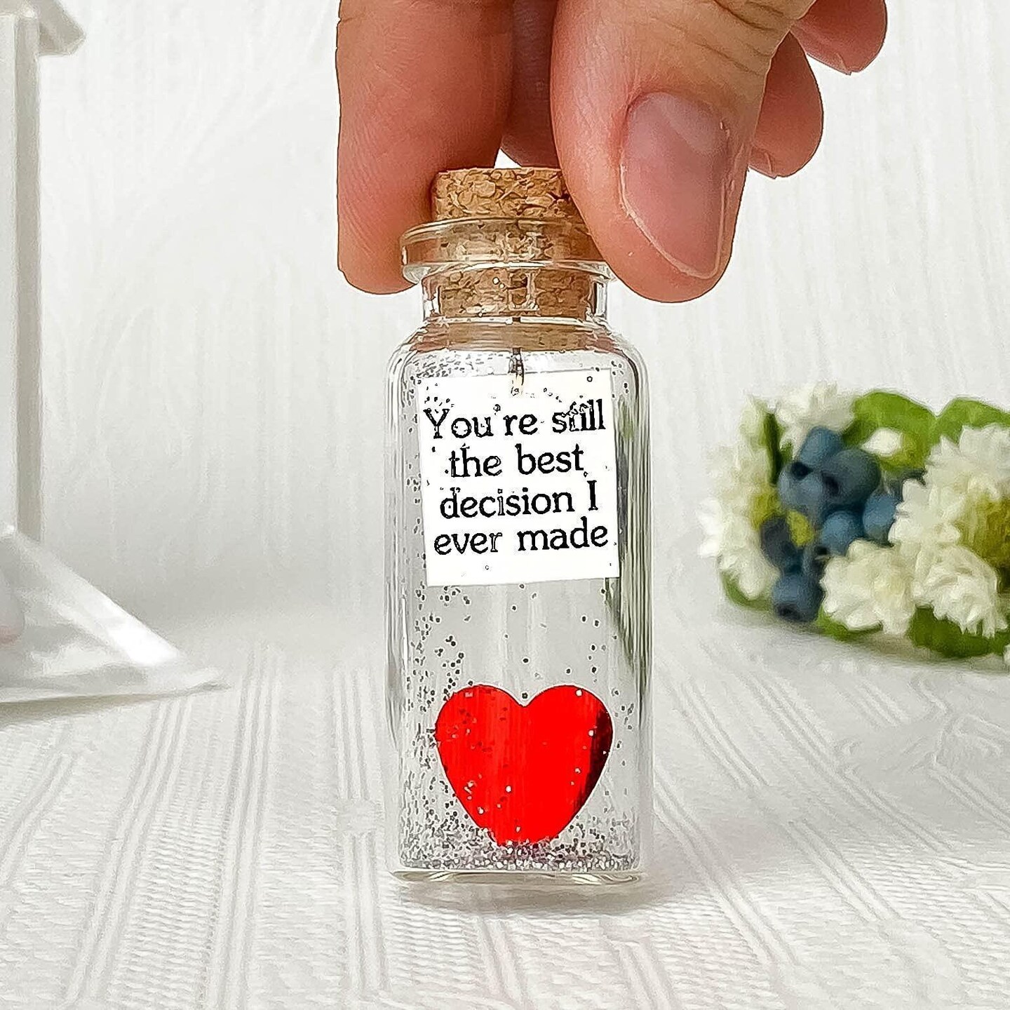 for Her &#x26; Him Romantic Present for Boyfriend Girlfriend Custom Message I Love You Gifts to Wife Husband (Heart   You&#x27;re Still The Best Decision I Ever Made in a Bottle)