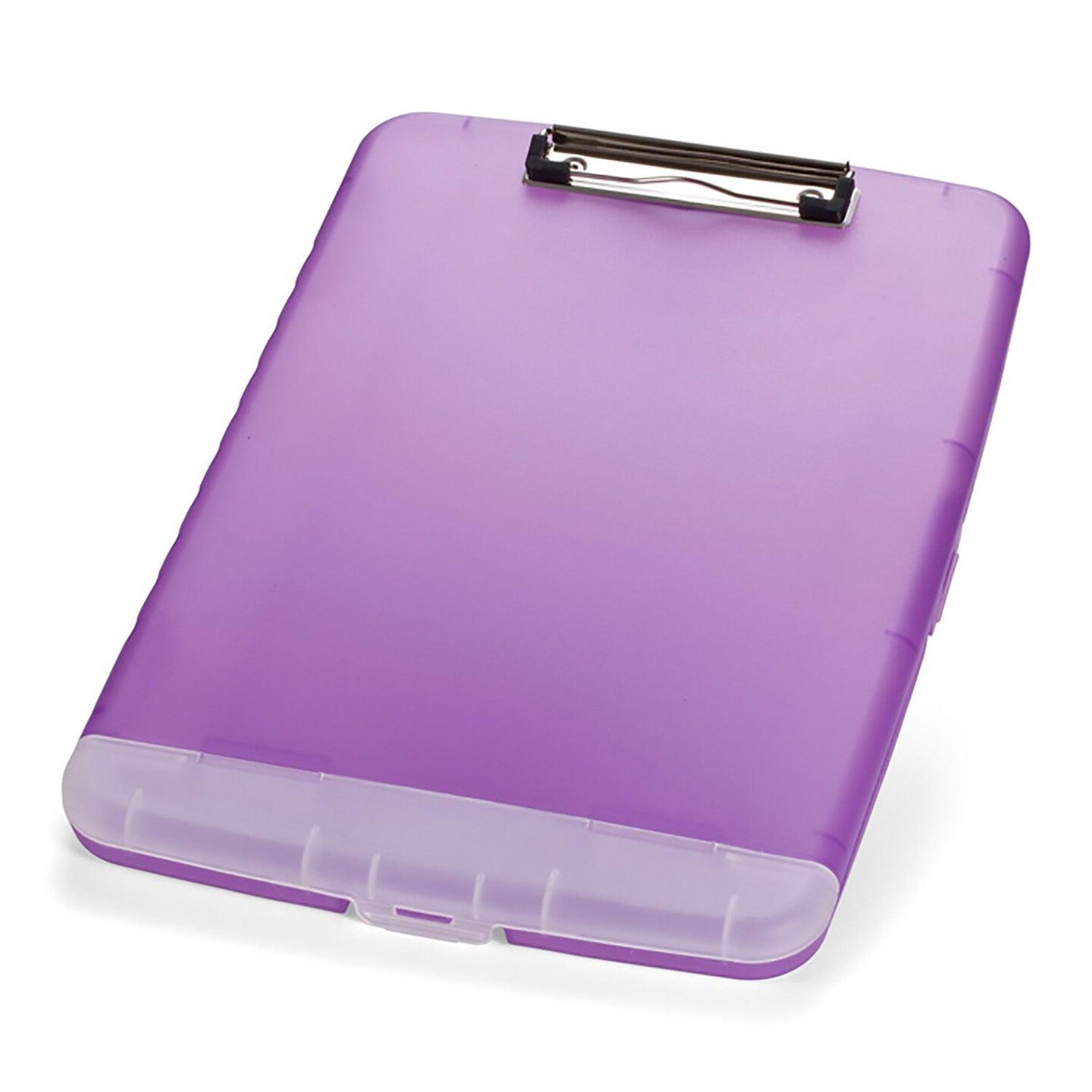 Slim Clipboard with Storage Box, Low Profile Clip &#x26; Storage Compartment, Purple