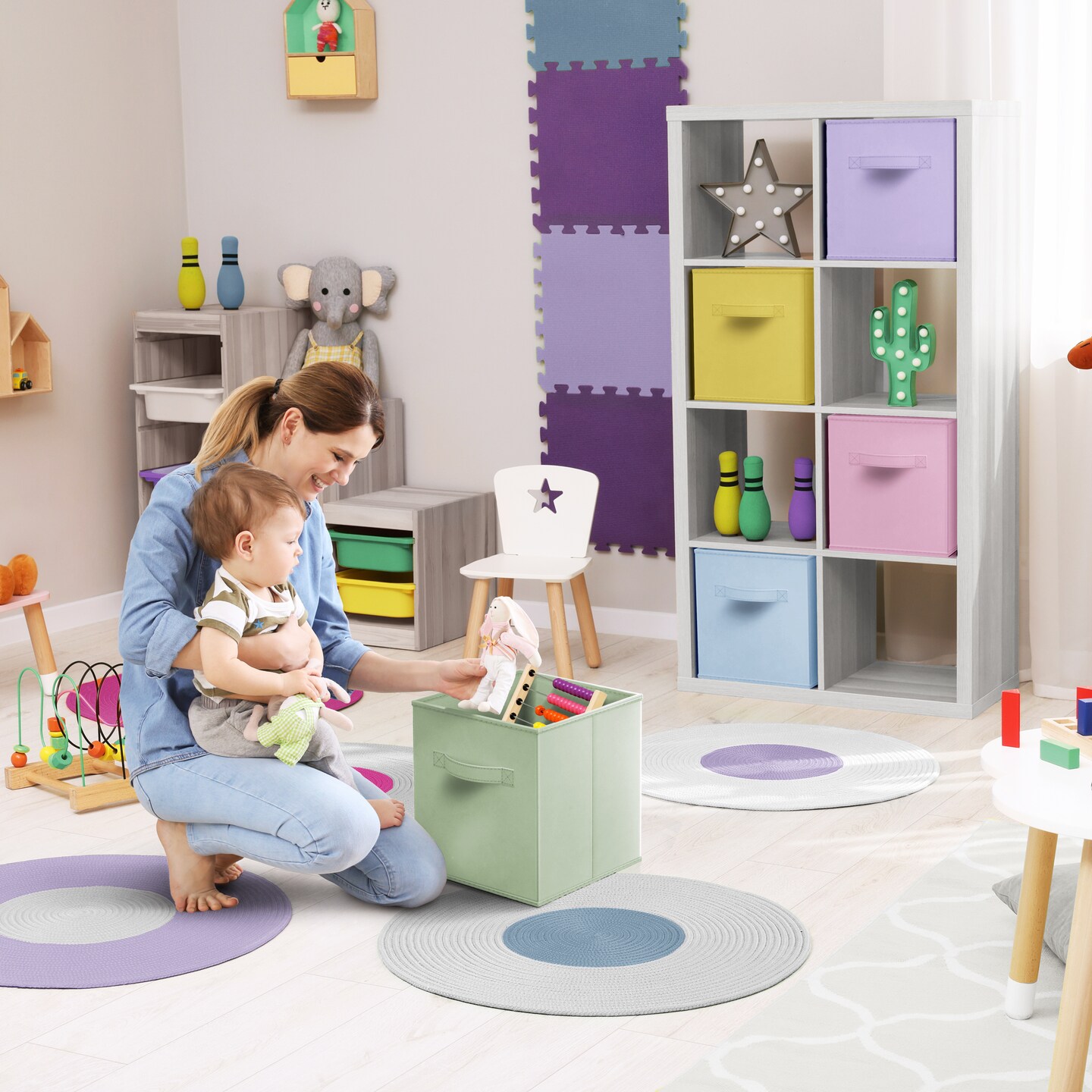 Sorbus 8 Pack 13 Inch Foldable Storage Cubes with Handles- for Organizing Home, Shelves, Nursery, Playroom, Closet and More