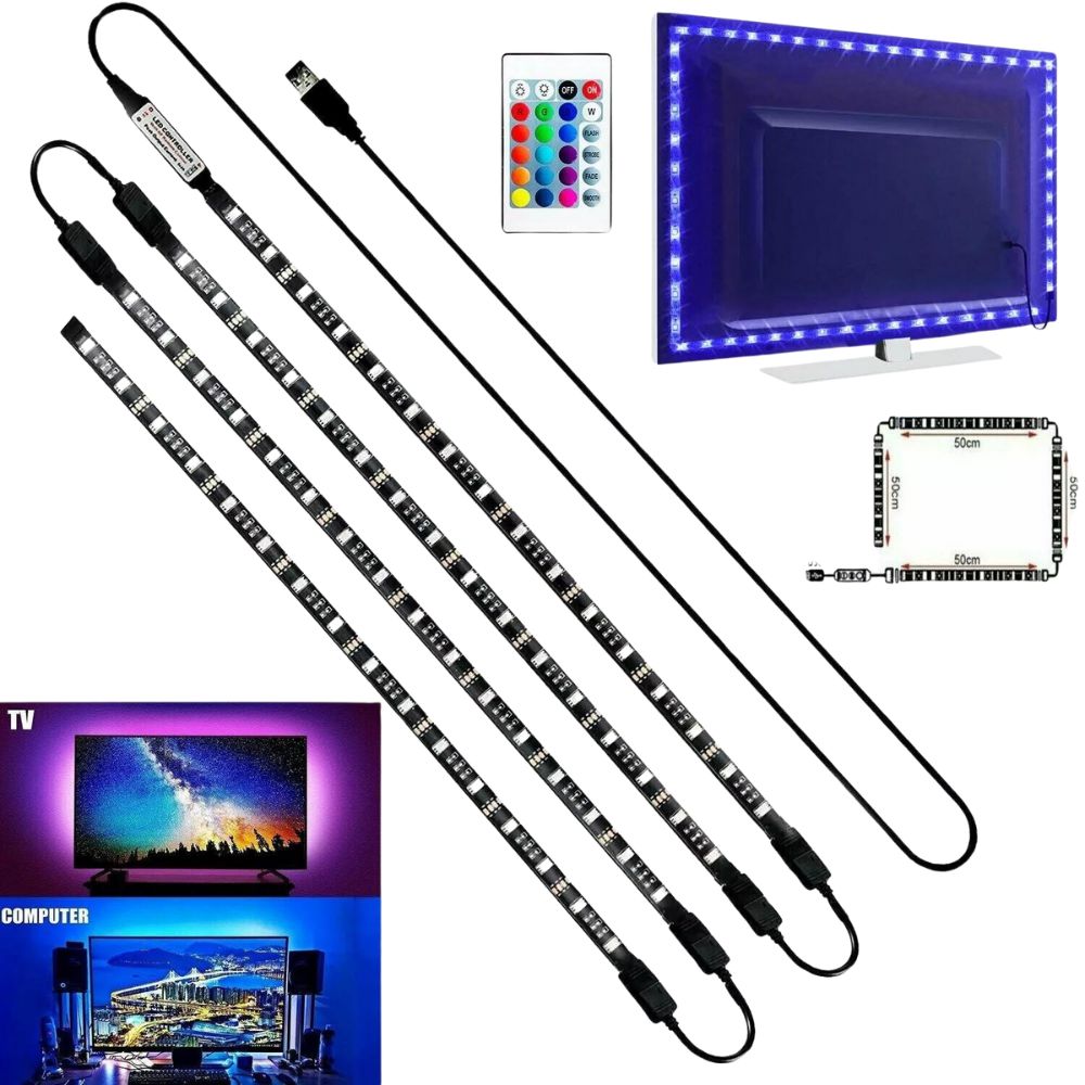 5050 RGB LED Strip Lights TV Back Light 2M/6.6ft
