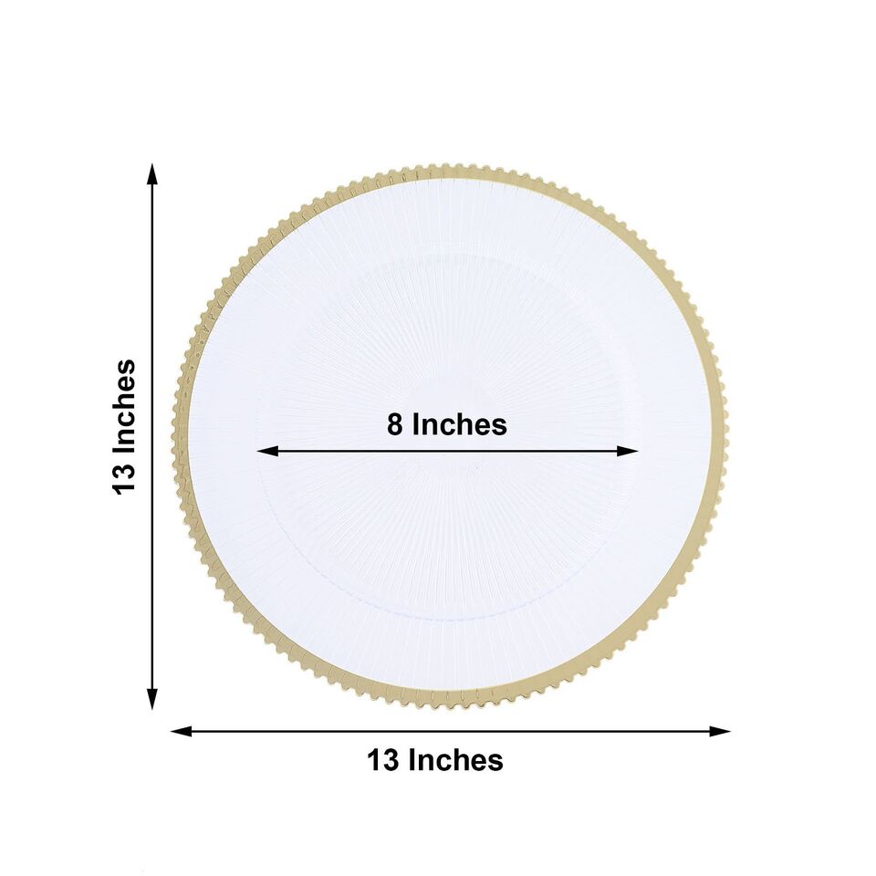 24 CLEAR GOLD 13&#x22; CHARGER PLATES Round Starburst Trim