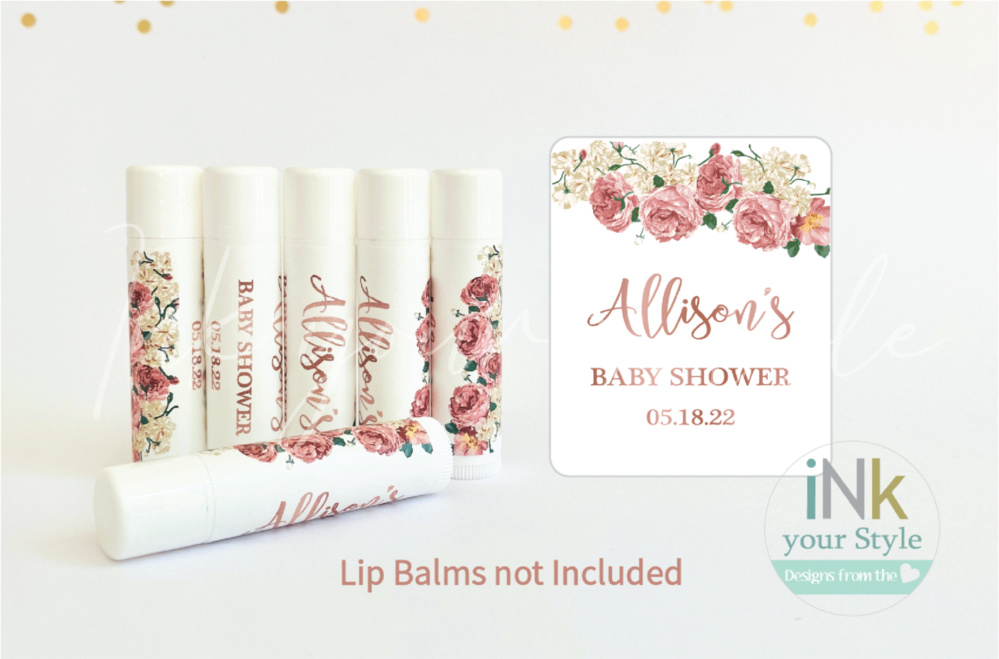 12 Personalized Baby Shower Lip Balm Labels, Baby shower favor labels ...