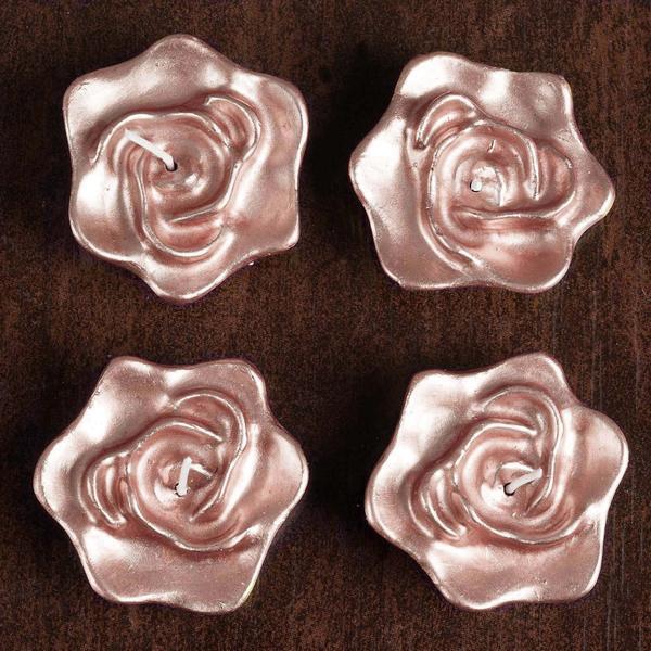 4 Rose Gold Wedding Roses Flowers Floating Candles Party Centerpieces